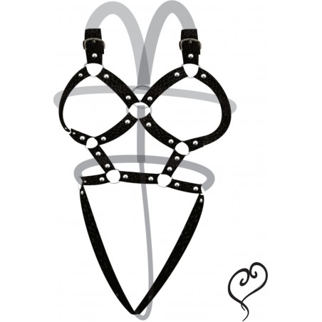 Harness Arreio Body V em CouroEco Arnês Sexy Arreio Fashion